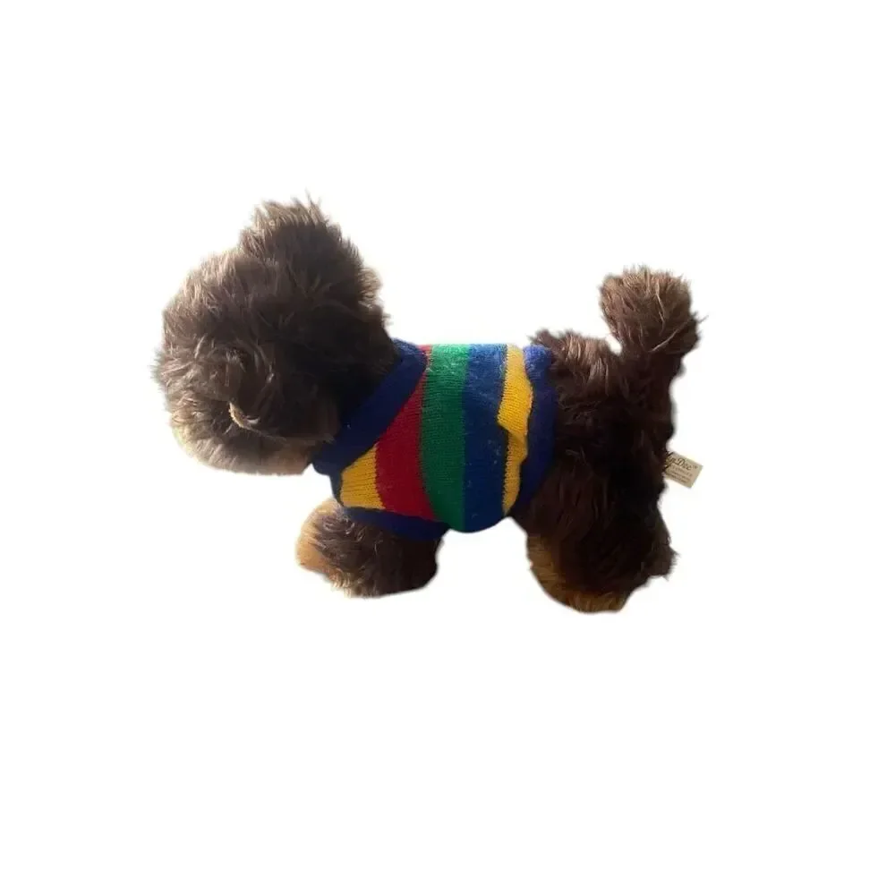 Dan Dee Kids Brown Multi Color Striped Sweater Dog Plush Toy